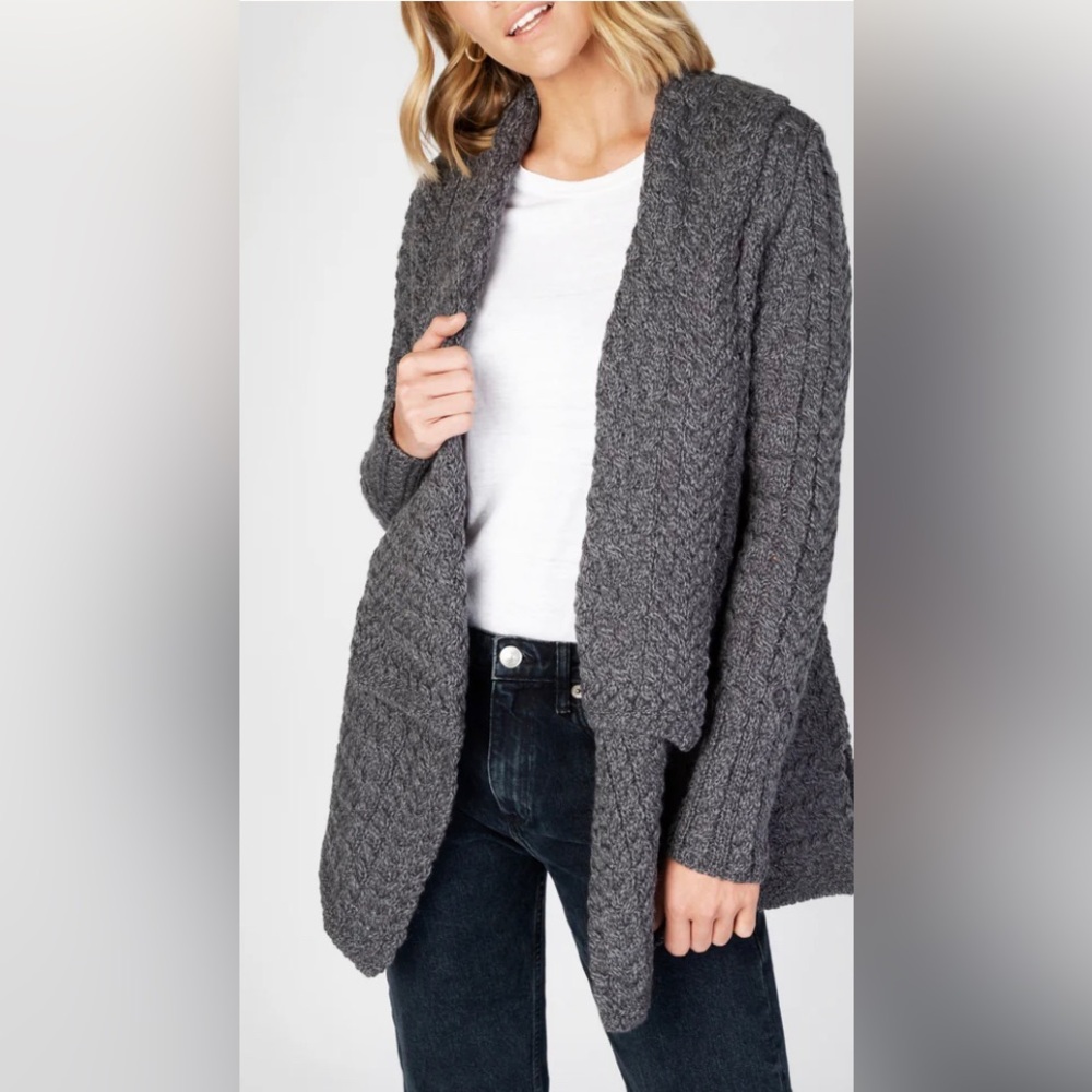 Irelands Eye Glenross Waterfall Open front Cardigan Steel Marl  100% Merino Wool